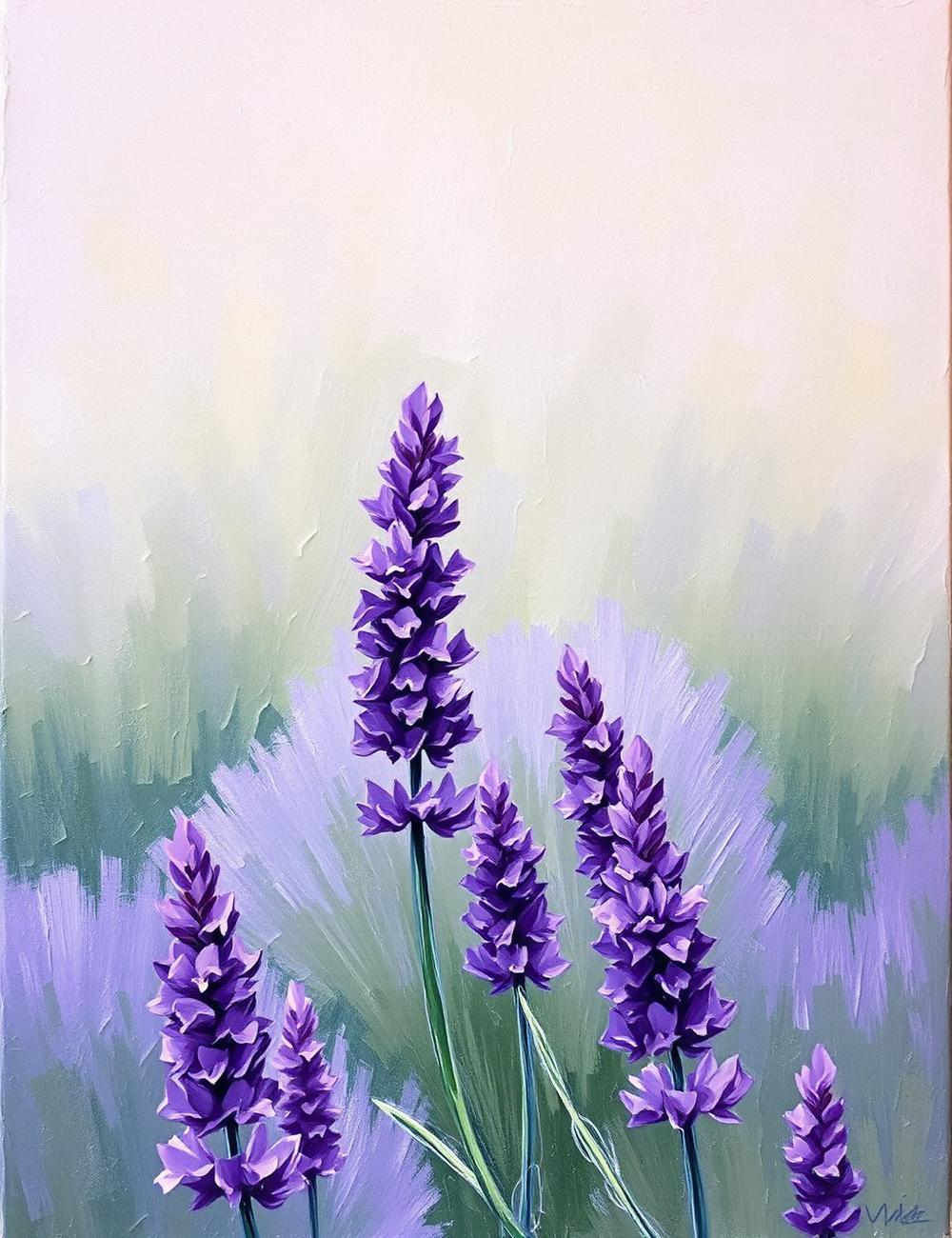 Impressionist lavender field oil painting